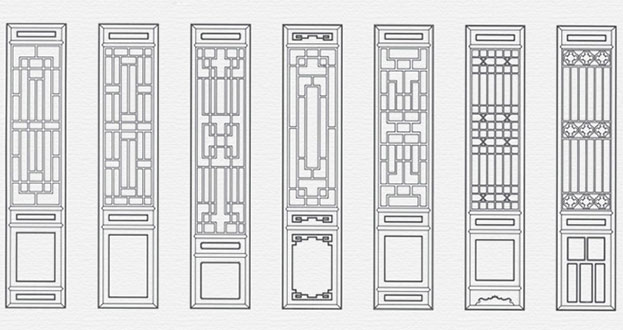 代县常用中式仿古花窗图案隔断设计图